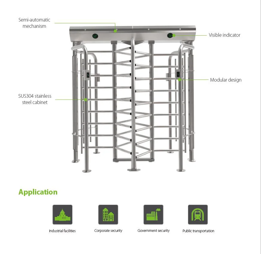 Su304 Dual Passage Full Height Rotation Turnstile Barrier Gate (FHT2311D)