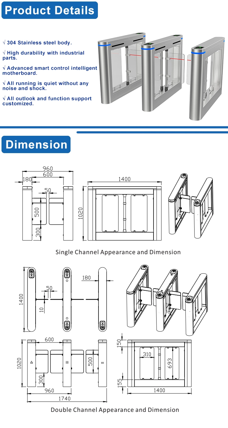 Speed Automatic Turnstile Swing Barrier Gate Access Control System