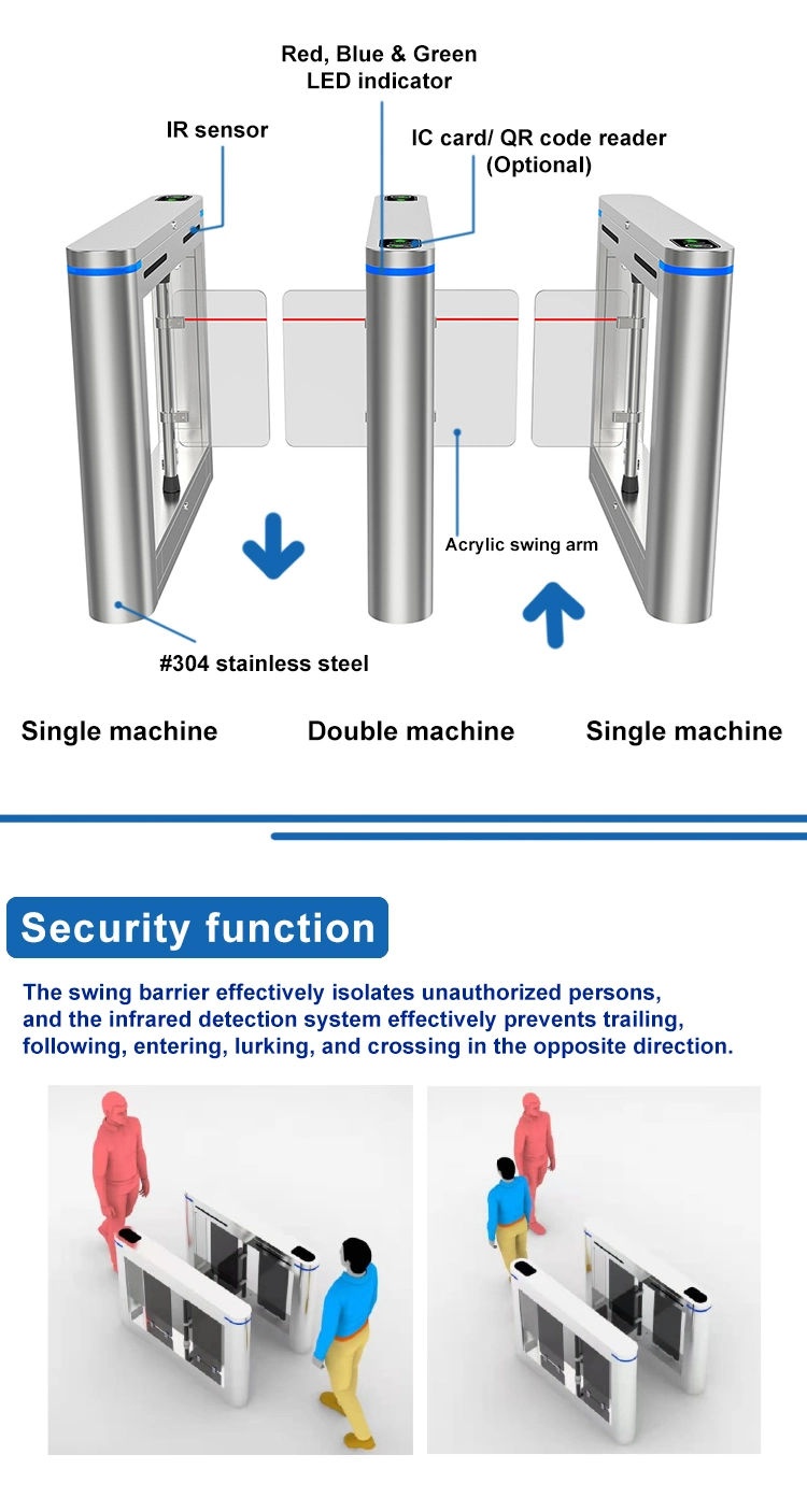 Speed Automatic Turnstile Swing Barrier Gate Access Control System